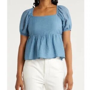NWT Melrose and Market Puff Sleeve Peplum Blouse